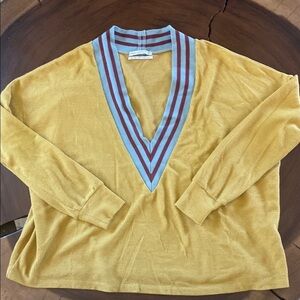 Urban Outfitters mustard Yellow top with Red and Blue Trim/ Size Medium